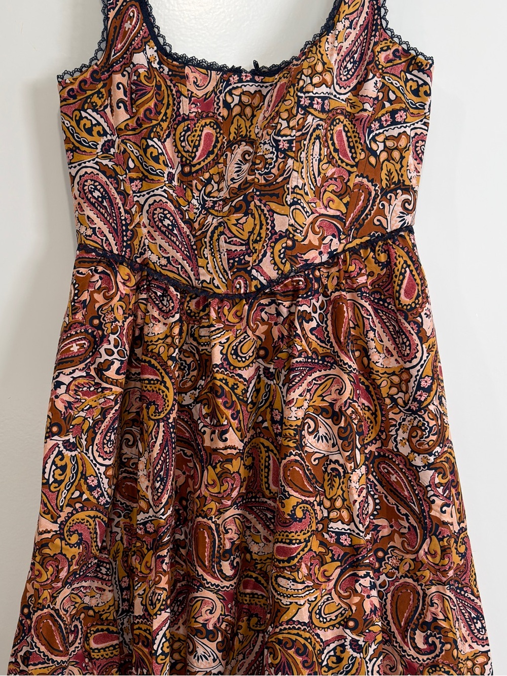 Wayf Pink & Orange Paisley Sleeveless Casual Dress
